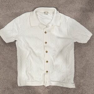 Sweater Polo - Short Sleeve Diamond Weave